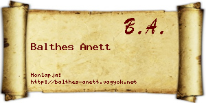 Balthes Anett névjegykártya